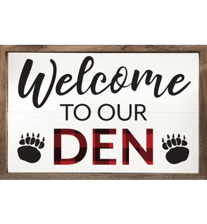 Welcome To Our Den Plaid Bearpaw White
